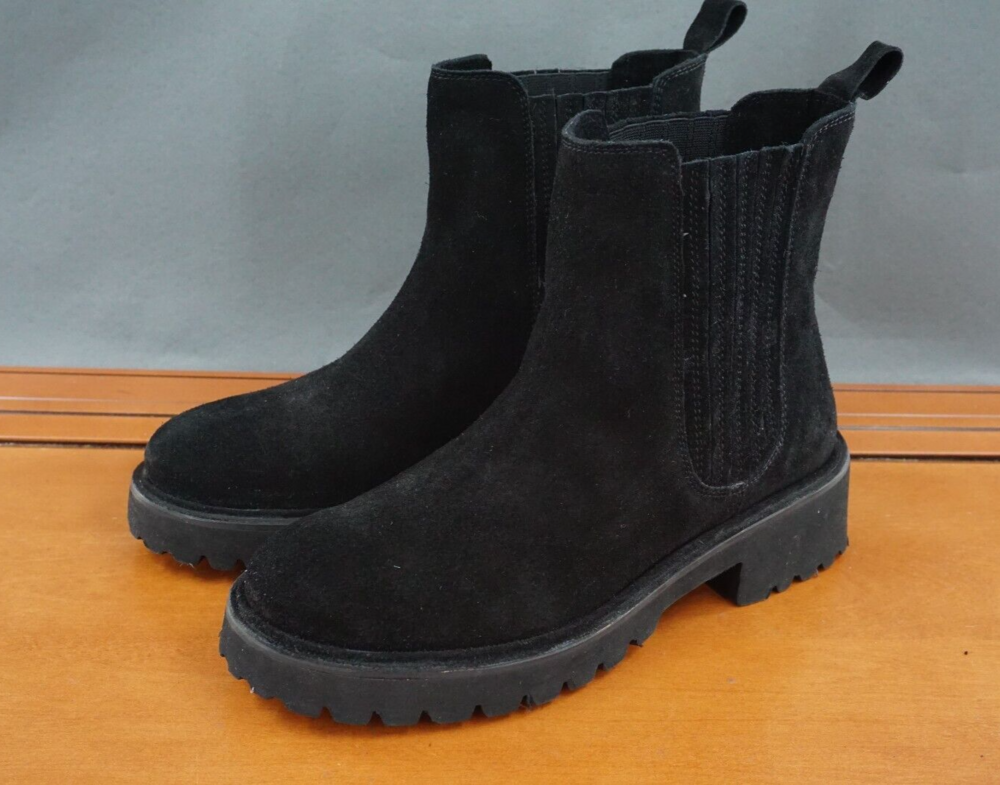 Seychelles Cashew Women's 7.5 Shoes Black Leather Suede Pull On Ankle Bootie